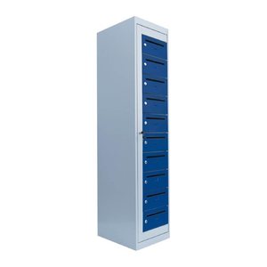 LÜLLMANN Schließfachschrank enzianblau, lichtgrau 526411, 10 Schließfächer 40,0 x 50,0 x 180,0 cm