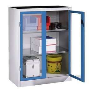 CP Stahlschrank 8521-055 S10170 lichtgrau, lichtblau, Acrylglas 2 Fachböden 93,0 x 50,0 x 120,0 cm, aufgebaut, 1 St.
