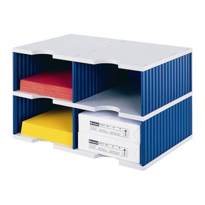 styro Sortierstation Styrodoc Jumbo Grundeinheit grau/blau mit 4 Fächern