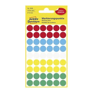 AVERY Zweckform Klebepunkte 3088 farbsortiert Ø 12,0 mm, 270 St.
