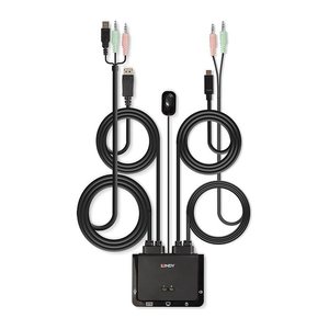 LINDY 2 Port DisplayPort 1.2, USB-C Cable KVM Switch