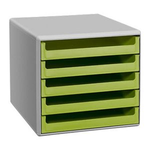 M&M Schubladenbox  lindgrün 30050931, DIN A4 mit 5 Schubladen, 1 St.