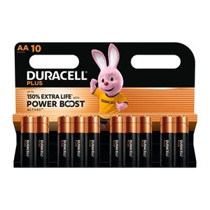 DURACELL Batterien PLUS Alkali-Mangan Mignon AA 1,5 V, 10 St.