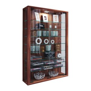 VCM my home Vitrosa Mini Vitrine nussbaum 8 Fachböden mit Beleuchtung