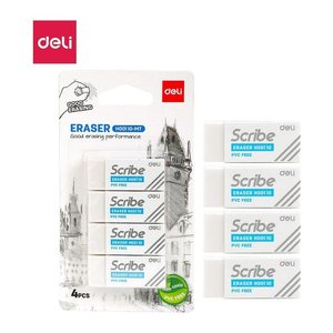 DELI Radiergummi SCRIBE, PVC frei, 4x1,7x1,2cm weiß 4 Stück