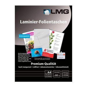 LMG Laminierfolien glänzend für A4 80 micron, 100 St.