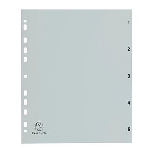 Exacompta Ordnerregister DIN A4 Vollformat 1-5 grau 5-teilig, 1 Satz