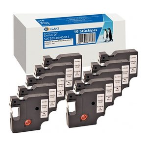 G&G Schriftbänder D1 ersetzen Dymo D1/45013/S0720530  19332, 12 mm, schwarz auf weiß, 10 St.