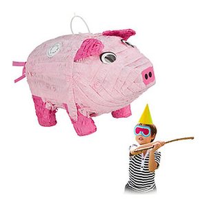 relaxdays Piñata rosa/pink Schwein, 1 St.