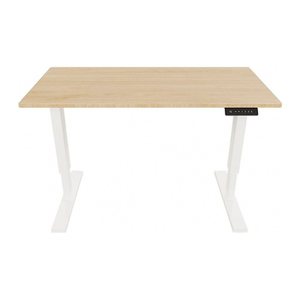 BISLEY E-StarterTech elektrisch höhenverstellbarer Schreibtisch kendal eiche rechteckig, T-Fuß-Gestell weiß 120,0 x 60,0 cm