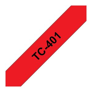 brother Schriftband TC-401 TC401, 12 mm, schwarz auf rot, 1 St.