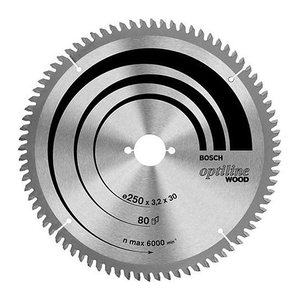 BOSCH Optiline Wood Kreissägeblatt 254,0 mm, 80 Zähne, 1 St.