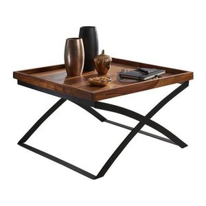 WOHNLING Couchtisch quadratisch Massivholz sheesham 63,0 x 63,0 x 39,0 cm, 1 St.