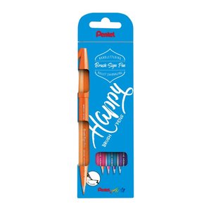Pentel SES15C Brush-Pen farbsortiert, 4 Pack