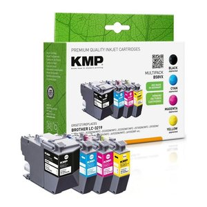 KMP B58VX schwarz, cyan, magenta, gelb Druckerpatronen kompatibel zu brother LC-3219VALDR, 4er-Set