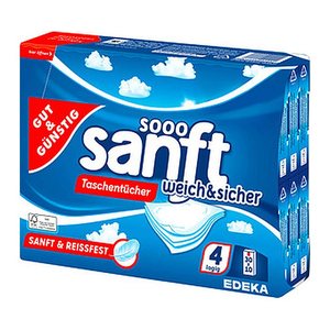 GUT&GÜNSTIG Taschentücher sanft weich & sicher 4-lagig weiß, 30x 10 Tücher