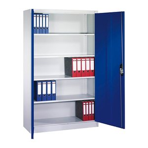 CP Stahlschrank C 2000 Acurado 9460-000 S10694 lichtgrau, enzianblau 4 Fachböden 120,0 x 40,0 x 195,0 cm, aufgebaut, 1 St.