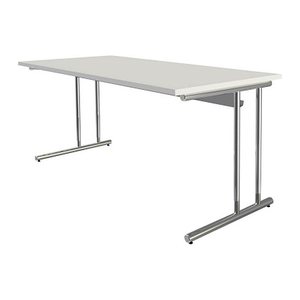Kerkmann Schreibtisch weiß rechteckig, C-Fuß-Gestell chrom 160,0 x 80,0 cm