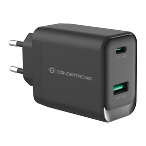 CONCEPTRONIC Ladegerät 2Port GaN USB-C/-A 45WPD3.0/PPS sw