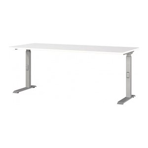GERMANIA DOWNEY höhenverstellbarer Schreibtisch weiß rechteckig, C-Fuß-Gestell silber 180,0 x 80,0 cm