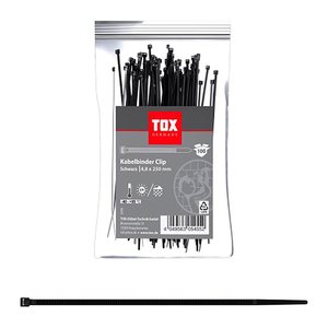 TOX Kabelbinder Clip schwarz 250,0 mm x 4,8 mm, 100 St.