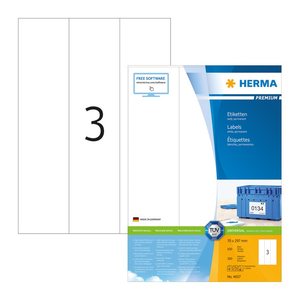 HERMA Etiketten 4657 weiß 70,0 x 297,0 mm, 100 Blatt