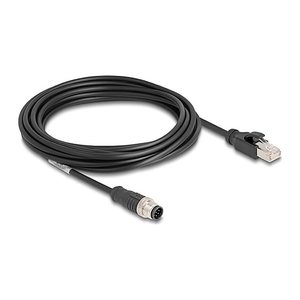 DELOCK M12 Kabel A-kodiert 8 Pin St. zu RJ45 St. PVC 5 m