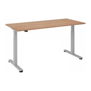HAMMERBACHER XMST19 elektrisch höhenverstellbarer Schreibtisch nussbaum rechteckig, T-Fuß-Gestell silber 180,0 x 80,0 cm