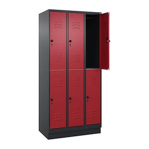 CP Spind Classic PLUS rubinrot, schwarzgrau 080320-30 S10124, 6 Schließfächer 90,0 x 50,0 x 195,0 cm