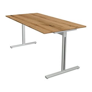 Kerkmann Form 1 Schreibtisch eiche rechteckig, T-Fuß-Gestell silber 160,0 x 80,0 cm