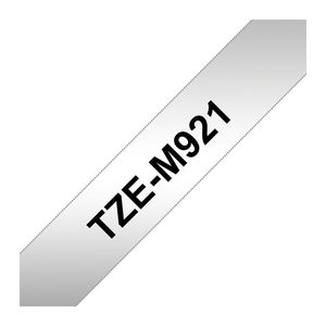 brother Schriftband TZe-M921 TZEM921, 9 mm, schwarz auf silber, 1 St.