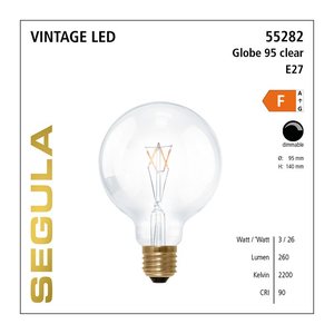 SEGULA LED Globe 95 klar E27 3W 260Lm 2200K dimmbar