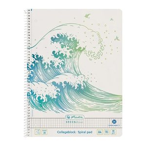 Herlitz Spiralblock A4 70 Bl. liniert 28 GREENline Welle
