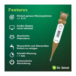 Dr. Senst Digital Fieberthermometer für Babys & Kinder Bär