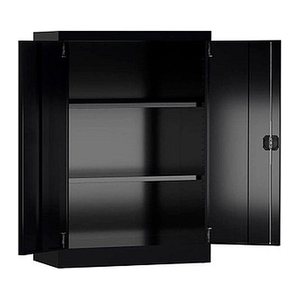 ClassiX Stahlschrank X-530329 tiefschwarz 2 Fachböden 92,0 x 42,0 x 120,0 cm, aufgebaut, 1 St.