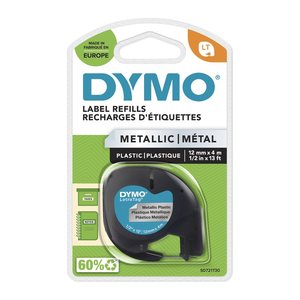 DYMO Schriftband LetraTag 91228 S0721730, 12 mm, schwarz auf silber, 1 St.
