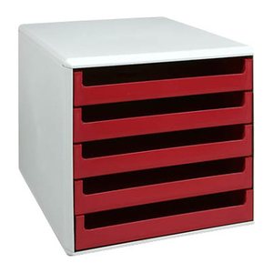 M&M Schubladenbox  rot 30050906, DIN A4 mit 5 Schubladen, 1 St.