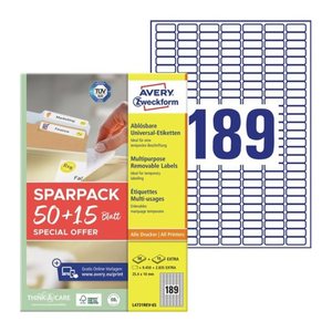 AVERY Zweckform Etiketten weiß 25,4 x 10,0 mm, 65 Blatt