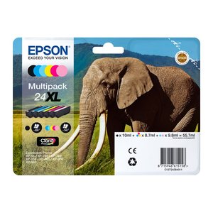 EPSON 24XL / T2438XL (Elefant) schwarz, cyan, magenta, gelb, light cyan, light magenta Druckerpatronen, 6er-Set