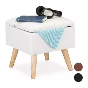 relaxdays Wohnzimmer-Hocker mit Stauraum 10029605_49 weiß, 1 St.