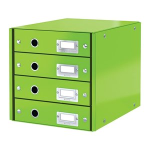 LEITZ Schubladenbox Click & Store grün 60490054, DIN A4 mit 4 Schubladen, 1 St.