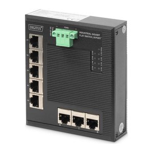 DIGITUS Switch Ind. 8-Port Gigabit Flat Unmanaged schwar