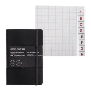 MIQUELRIUS Notizbuch Leather ca. DIN A6 kariert, schwarz Softcover 200 Seiten, 1 St.