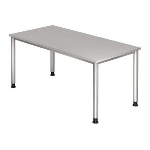 HAMMERBACHER HS16 höhenverstellbarer Schreibtisch lichtgrau rechteckig, 4-Fuß-Gestell silber 160,0 x 80,0 cm