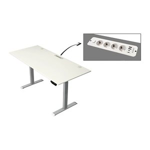 Kerkmann Move 1 plus elektrisch höhenverstellbarer Schreibtisch weiß rechteckig, T-Fuß-Gestell grau 180,0 x 80,0 cm