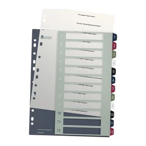 LEITZ Ordnerregister Style DIN A4+ Vollformat, Überbreite 1-12 farbig 12-teilig, 1 Satz