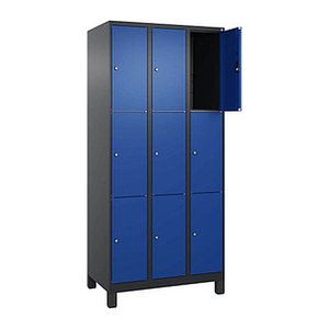CP Schließfachschrank Classic Plus enzianblau, schwarzgrau 080010-303 S10033, 9 Schließfächer 90,0 x 50,0 x 195,0 cm