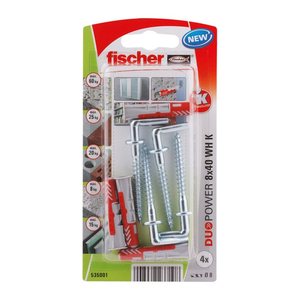 fischer DuoPower 8x40 WH 2K 535001 Dübel mit Schrauben Ø 8 mm x 40 mm, 4 St.