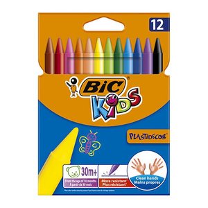 BIC Kids Plastidecor Wachsmalstifte farbsortiert, 12 St.