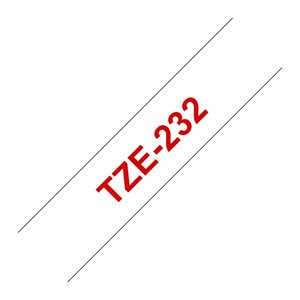 brother Schriftband TZe-232 TZE232, 12 mm, rot auf weiß, 1 St.